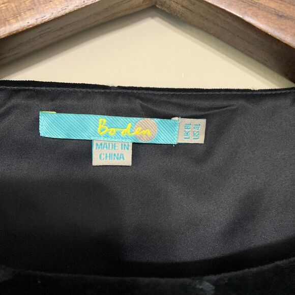 Boden Black Circle Velvet Sheath Lined Dress 4L US Lined - Picture 3 of 9